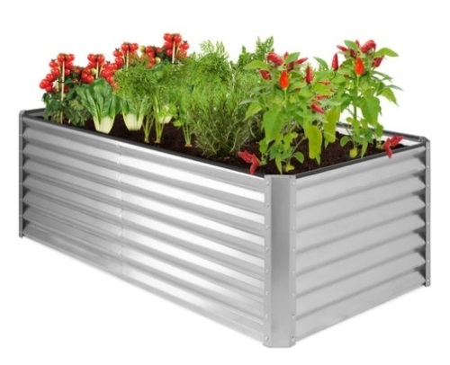 Outdoor Metal Raised Garden Bed for Vegetables, Flowers, Herbs - 6x3x2ft, Silver - Lot 155