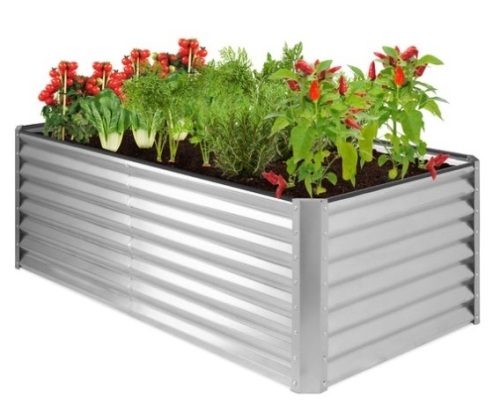 Outdoor Metal Raised Garden Bed for Vegetables, Flowers, Herbs - 6x3x2ft, Silver - Lot 156