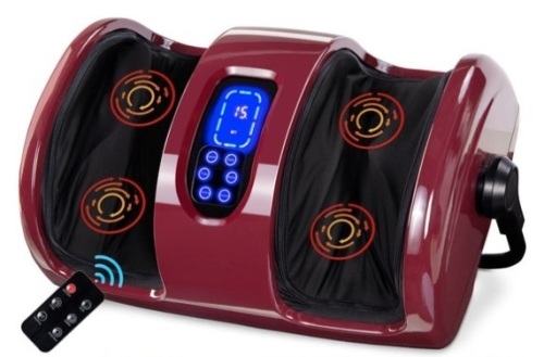 Reflexology Shiatsu Foot Massager w/ High-Intensity Rollers, Remote Control, Burgundy - Lot 160