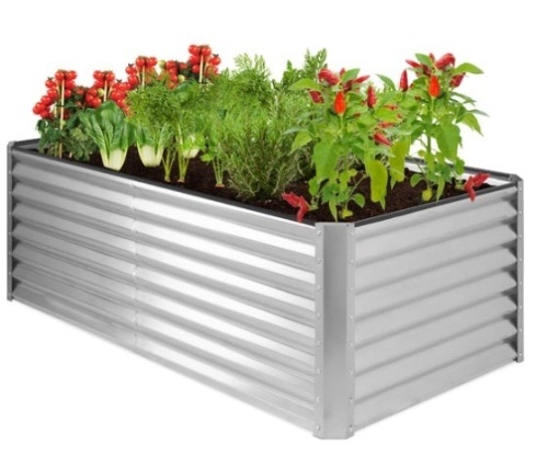 Outdoor Metal Raised Garden Bed for Vegetables, Flowers, Herbs - 6x3x2ft, Silver - Lot 164