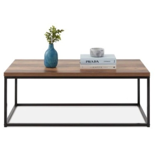 44in Modern Industrial Rectangular Wood Grain Coffee Table w/ Metal Frame, Brown, Appears New - Lot 92