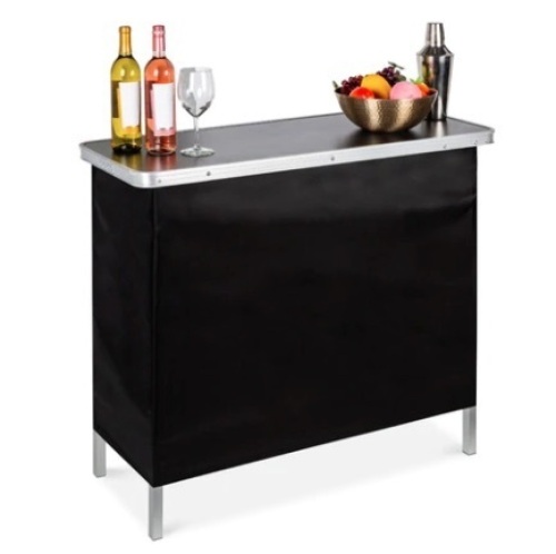 Portable Pop-Up Bar Table w/ Carrying Case, Removable Skirt, Black, Appears New - Lot 94