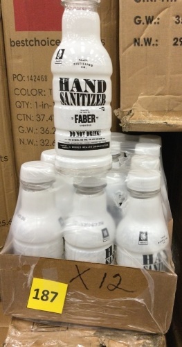 Faber Hand Sanitizer 16oz PET bottles- 12 pack - Lot 187