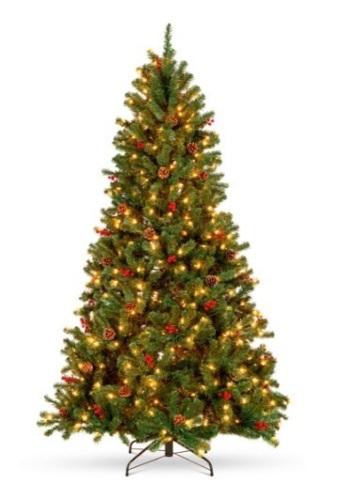 Pre-Lit Pre-Decorated Spruce Christmas Tree w/ Pine Cones, Berries, 6ft - Lot 213