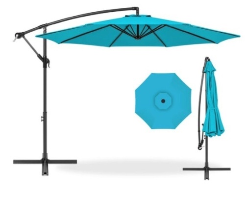 Offset Hanging Patio Umbrella - 10ft, Sky Blue - Lot 214