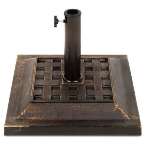 26lb Steel Square Patio Umbrella Base Stand, Basketweave Pattern - Lot 221