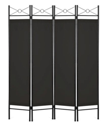 4-Panel Folding Privacy Screen Room Divider Decoration Accent, 6ft, Black - Lot 225