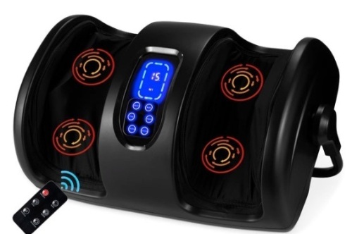Reflexology Shiatsu Foot Massager w/ High-Intensity Rollers, Remote Control, Satin Black - Lot 228