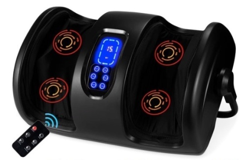 Reflexology Shiatsu Foot Massager w/ High-Intensity Rollers, Remote Control, Satin Black - Lot 229