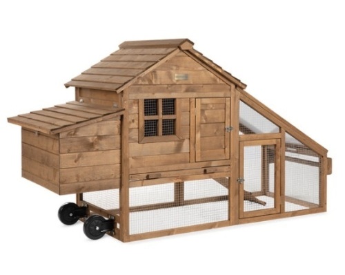 Mobile Wood Chicken Coop Tractor w/ Wheels, 2 Doors, Nest Box - 70in - Lot 230