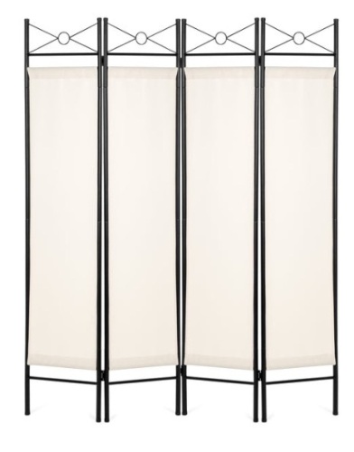 4-Panel Folding Privacy Screen Room Divider Decoration Accent, 6ft, White - Lot 252