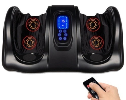 Therapeutic Foot Massager w/ High Intensity Rollers, Remote, 3 Modes, Black - Lot 277