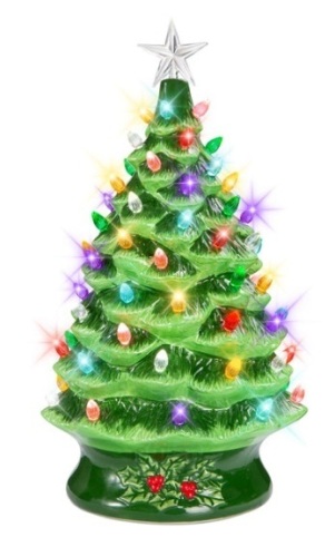 XL Pre-Lit Ceramic Christmas Tree Battery-Powered w/ LED Light, Timer - 24in - Lot 285