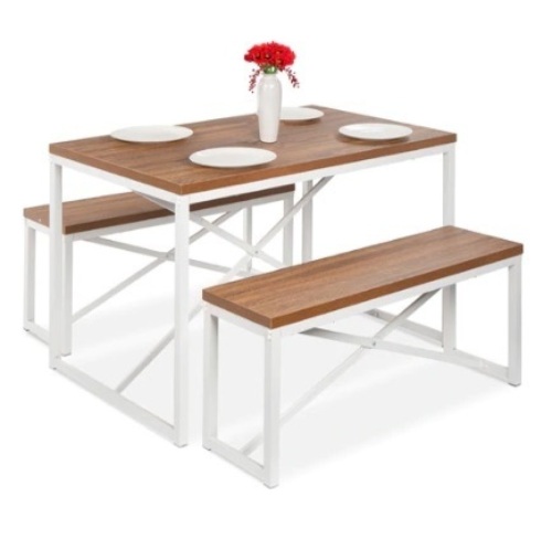 3-Piece Bench Style Dining Furniture Set w/ 2 Benches, Table - 45.5in, Appears New  - Lot 323