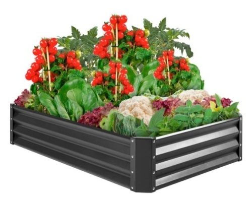 Outdoor Metal Raised Garden Bed for Vegetables, Flowers, Herbs, Dark Gray - Lot 247