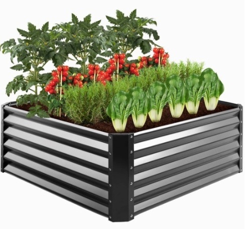 Outdoor Metal Raised Garden Bed for Vegetables, Flowers, Herbs - 4x4x1.5ft - Lot 419