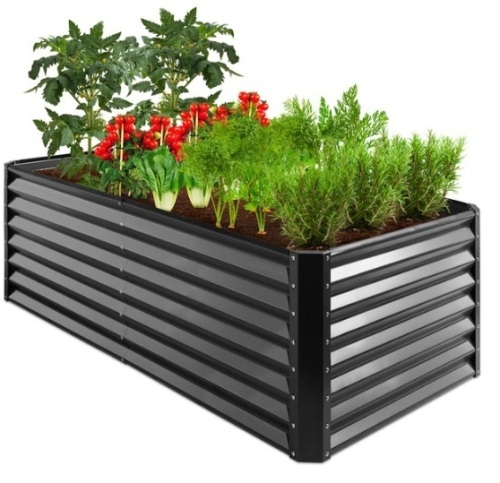 Outdoor Metal Raised Garden Bed for Vegetables, Flowers, Herbs - 6x3x2ft, Gray - Lot 423