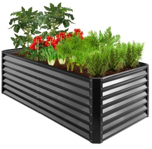 Outdoor Metal Raised Garden Bed for Vegetables, Flowers, Herbs - 6x3x2ft, Gray - Lot 425