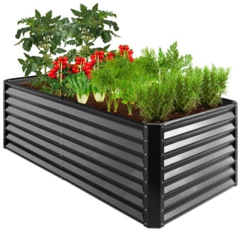 Outdoor Metal Raised Garden Bed for Vegetables, Flowers, Herbs - 6x3x2ft, Gray - Lot 426