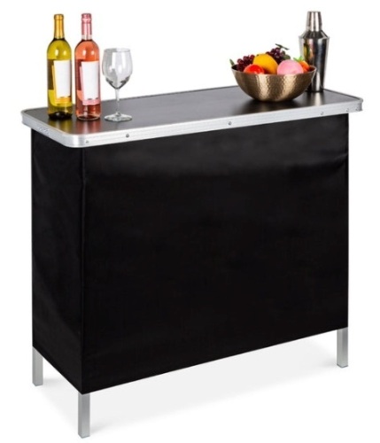 Portable Pop-Up Bar Table w/ Carrying Case, Removable Skirt - Lot 435