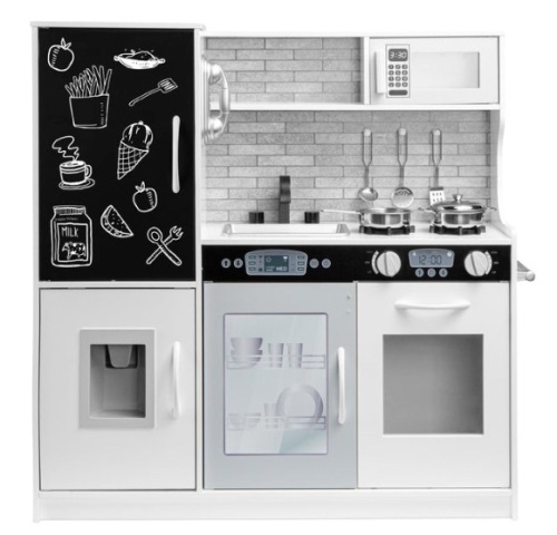 Pretend Play Kitchen Wooden Toy Set for Kids with 11 Accessories, White - Lot 436