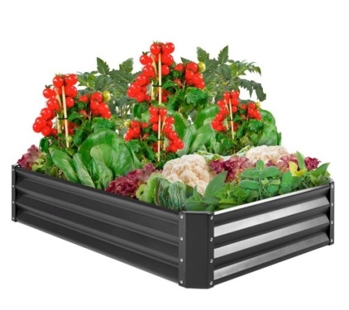 Outdoor Metal Raised Garden Bed for Vegetables, Flowers, Herbs, Dark Gray - Lot 439