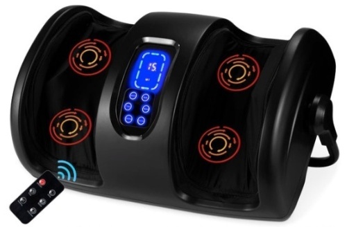 Reflexology Shiatsu Foot Massager w/ High-Intensity Rollers, Remote Control, Satin Black - Lot 460