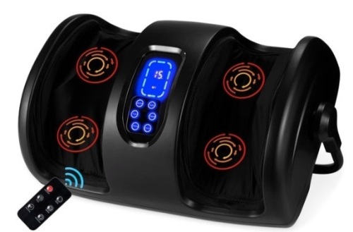 Reflexology Shiatsu Foot Massager w/ High-Intensity Rollers, Remote Control, Satin Black - Lot 462