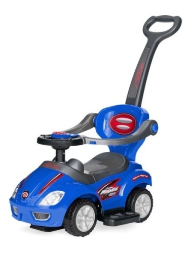 3-in-1 Kids Push Car w/ Handle and Horn, Blue - Lot 337