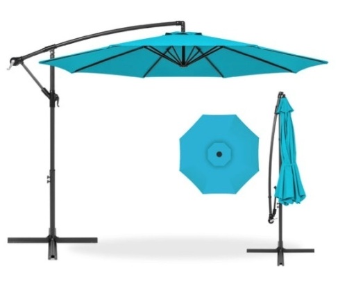 Offset Hanging Patio Umbrella - 10ft, Sky Blue - Lot 349