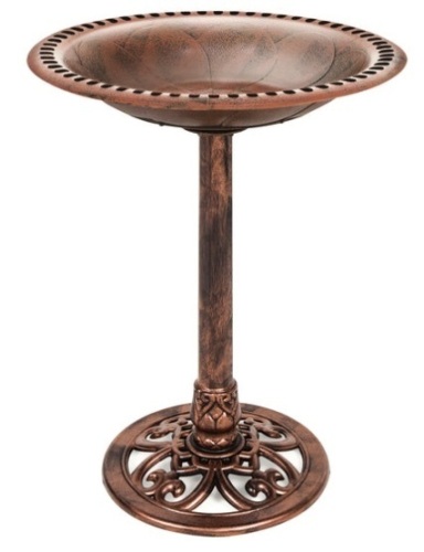 Vintage Outdoor Garden Bird Bath w/ Fleur-de-Lis Accents, Copper - Lot 350