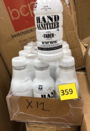 Faber Hand Sanitizer 16oz PET bottles- 12 pack  - Lot 359