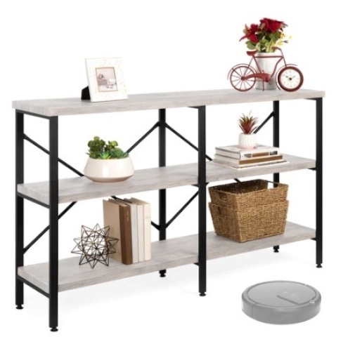 3-Tier Industrial Hallway Console Table for Living Room, Entry Way, 55in, Gray - Lot 373