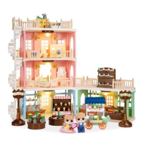 Deluxe Cottage Dollhouse Mansion Pretend Toy Playset w/ Tiny Critters, Appears New - Lot 374