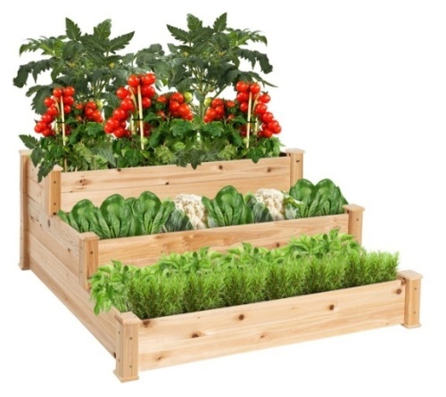 3-Tier Raised Fir Wood Garden Bed Planter - Lot 482