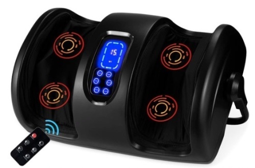 Reflexology Shiatsu Foot Massager w/ High-Intensity Rollers, Remote Control, Satin Black - Lot 488