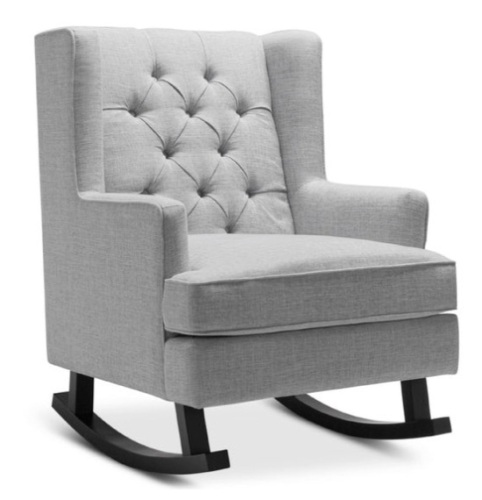 Tufted Upholstered Wingback Rocking Chair, Gray - Lot 490