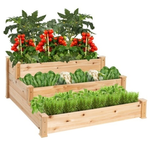 3-Tier Raised Fir Wood Garden Bed Planter - Lot 494