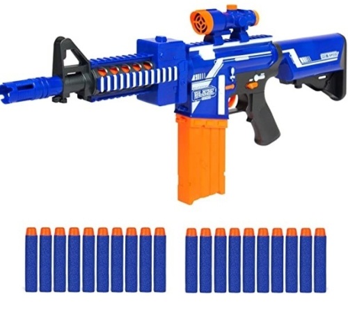 Best Choice Products Kids Motorized Foam Dart Blaster, Toy Combat Battle Set w/ Electric Motor, High-Capacity Drum, 20 Soft Darts, Long Distance Shooting - Multicolor - Lot 506