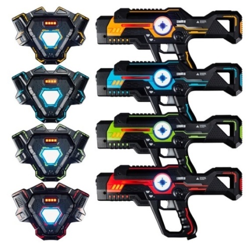 Set of 4 Infrared Laser Tag Guns & Vests w/ 4 Team Colors - Lot 379