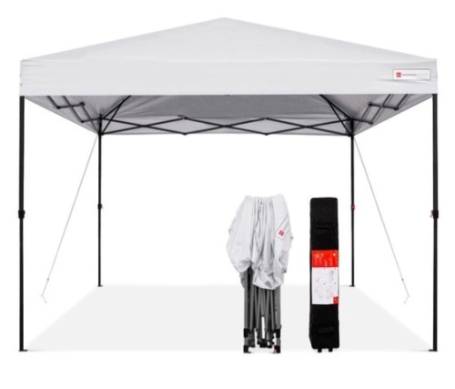One-Person Setup Instant Pop Up Canopy w/ Wheeled Bag - 10x10ft, White - Lot 381