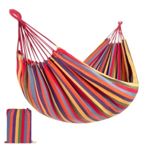 2-Person Brazilian-Style Double Hammock w/ Portable Carrying Bag, Rainbow - Lot 387