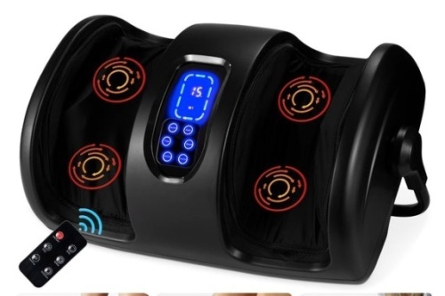 Reflexology Shiatsu Foot Massager w/ High-Intensity Rollers, Remote Control, Satin Black - Lot 390