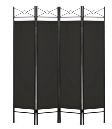 4-Panel Folding Privacy Screen Room Divider Decoration Accent, 6ft, Black - Lot 391