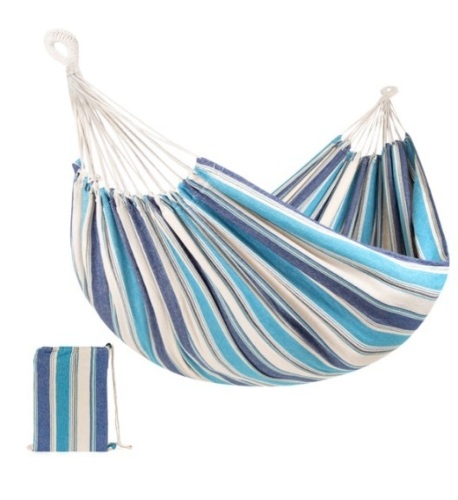 2-Person Brazilian-Style Double Hammock w/ Portable Carrying Bag, Ocean - Lot 395