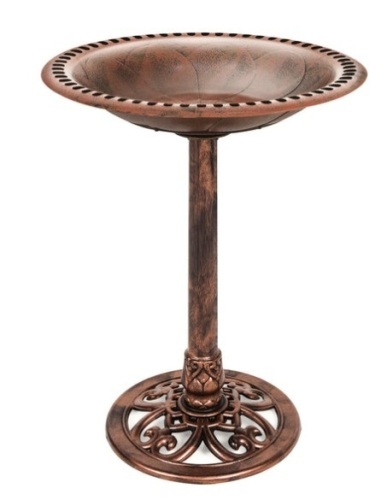 Vintage Outdoor Garden Bird Bath w/ Fleur-de-Lis Accents, Copper - Lot 518
