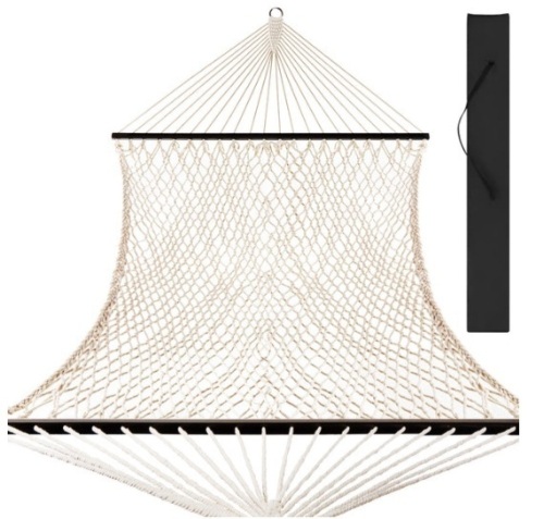 Cotton Rope 2-Person Double Hammock w/ Spreader Bars, Carrying Case - Lot 519