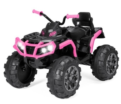 12V Kids Ride-On 4-Wheeler Quad ATV Car w/ 3.7mph Max, Bluetooth, Headlights, Pink - Lot 520