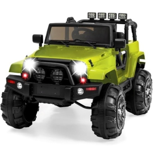 12V Kids Ride-On Truck Car Toy w/ 3 Speeds, LED, Remote, Bluetooth, Green - Lot 538