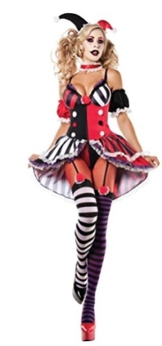 No Good Harlequin Shaper Adult Costume, 5 Piece Dress/Headband/Sleeves/Choker/Cuffs - Adult Small - Lot 552